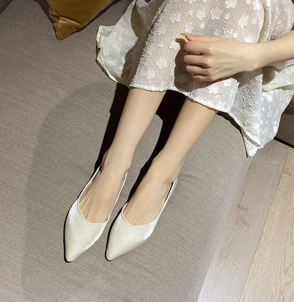 WENJIAZHIZHI Women's Satin Flats Wedding Dressy Shoes Elegant Slip-On Loafers Ballet Flats for Women Work Dressy Casual