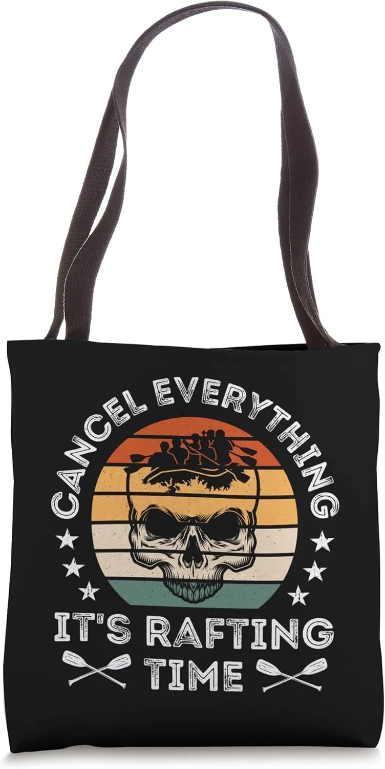 Whitewater Rafting Vintage Skull Retro Rafting Boat Rafts Tote Bag