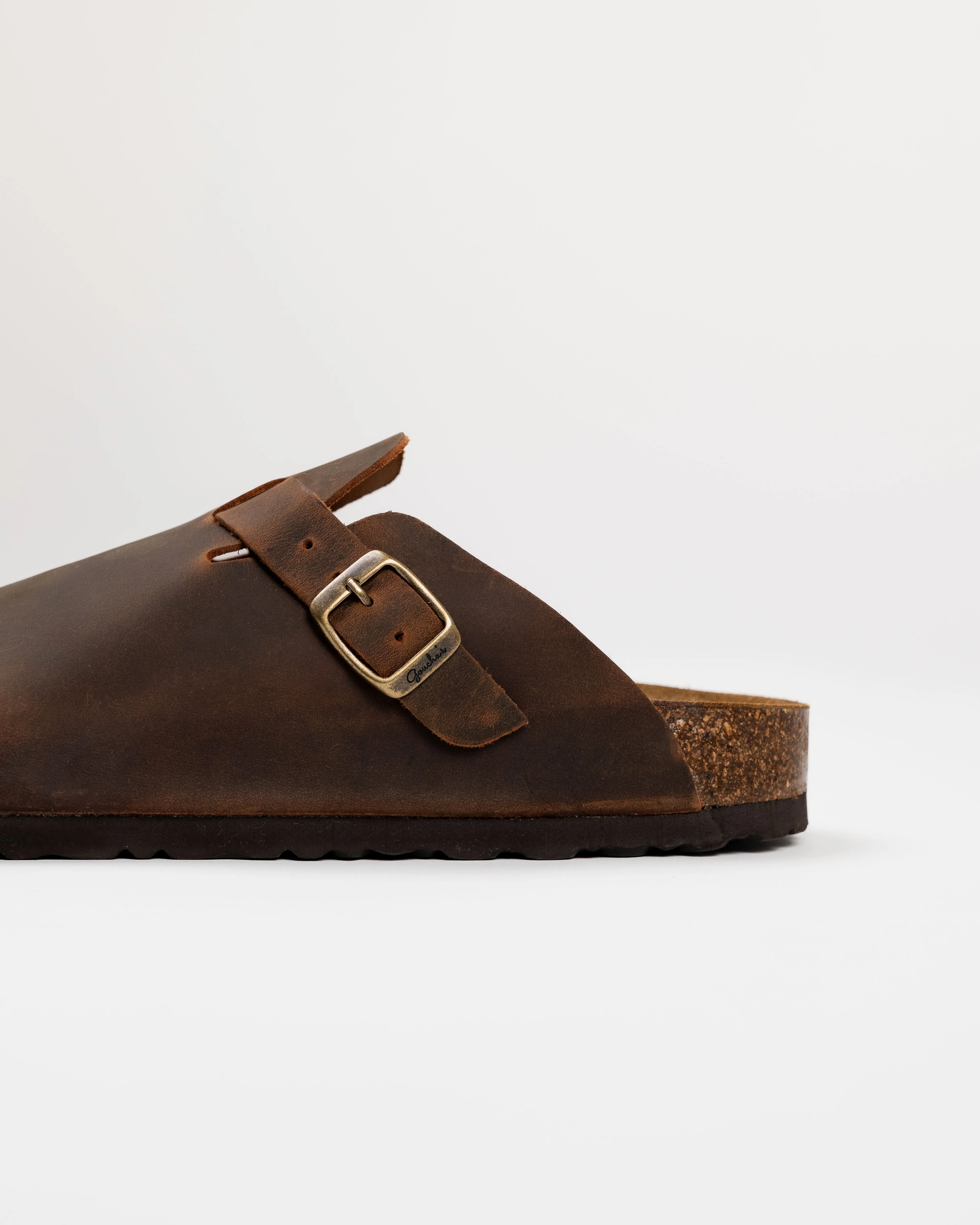 Wide Mules Aged Brown Leather