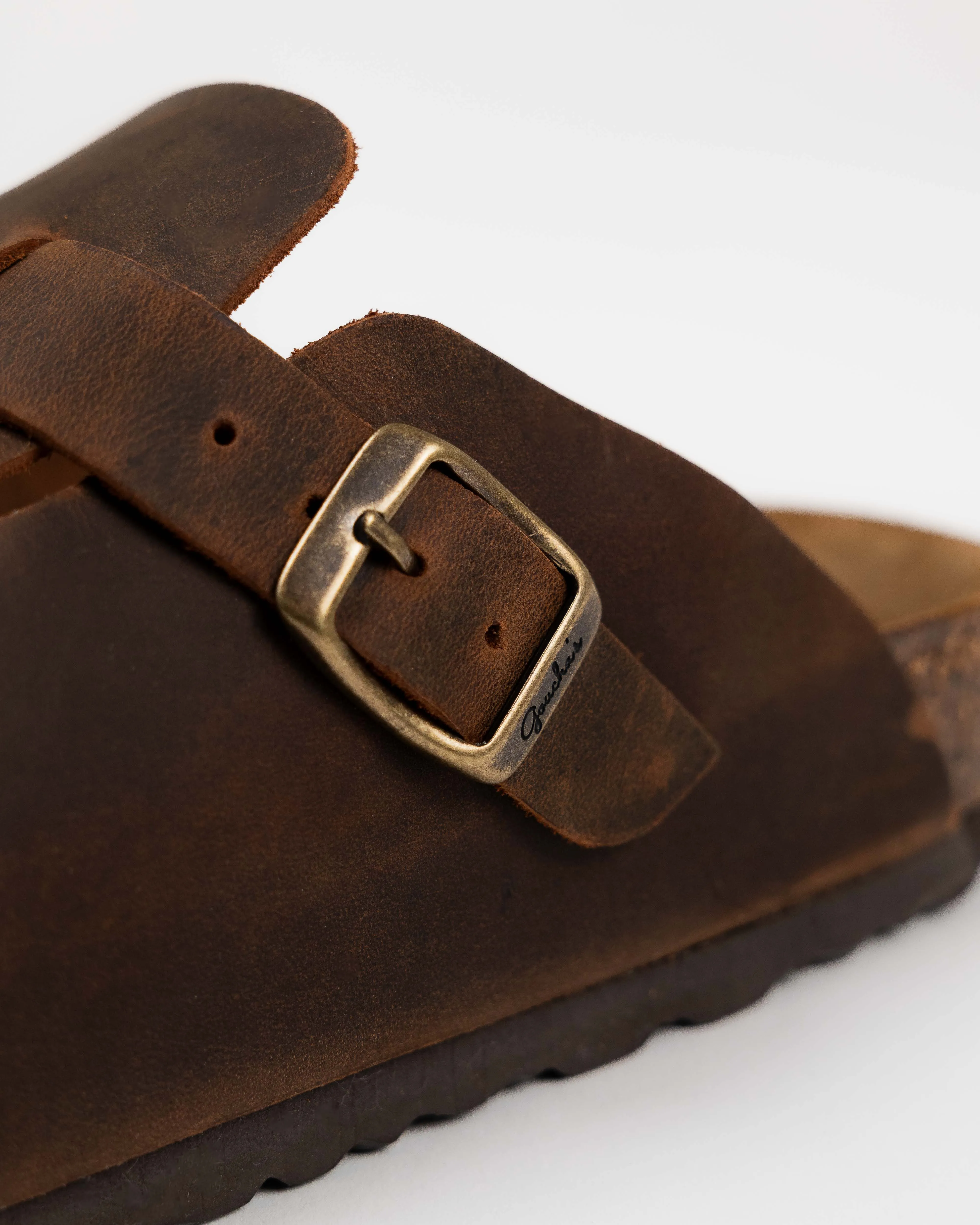 Wide Mules Aged Brown Leather
