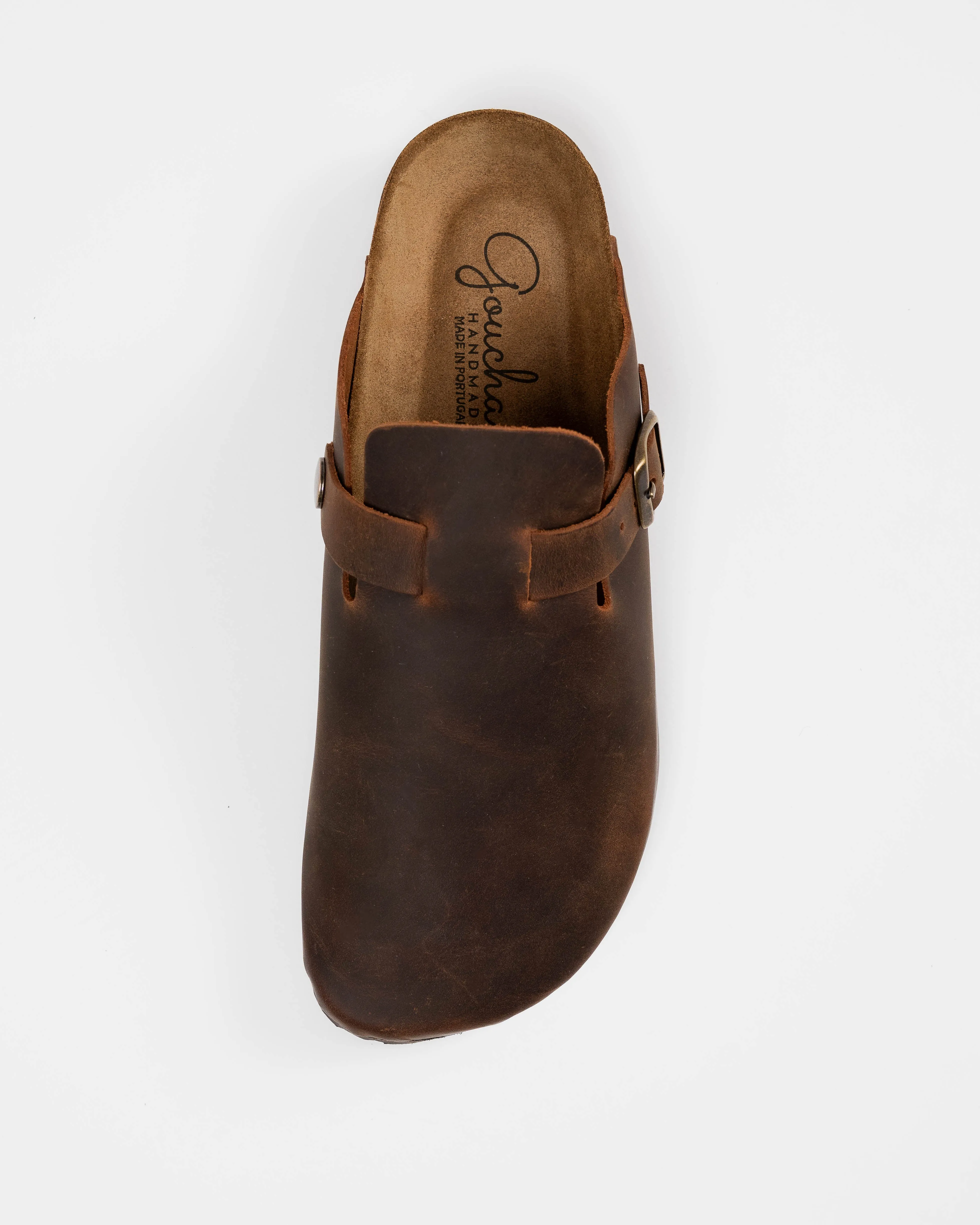 Wide Mules Aged Brown Leather