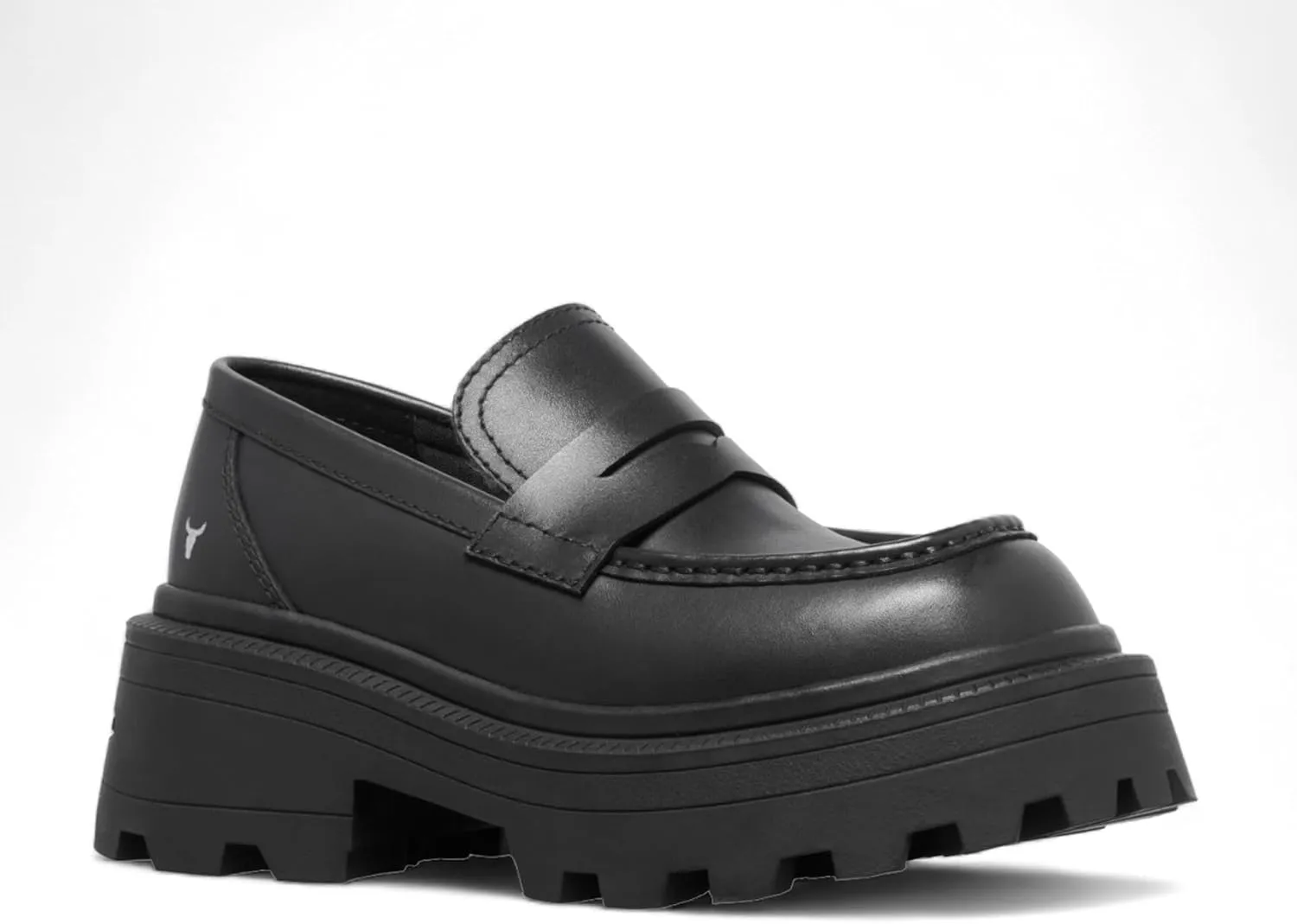 Windsorsmith Womens Black Leather Platform Chunky Loafers Shoes - True