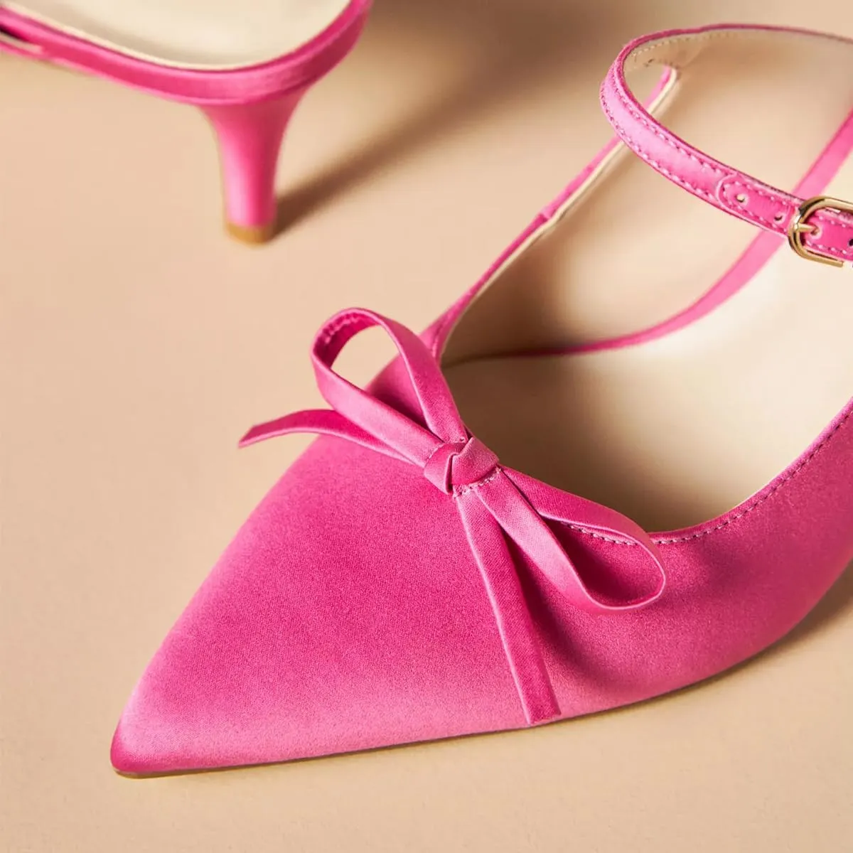 Women Bowknot Pointed Toe Slip On Mules Kitten Low Heel Ladies Stylish Summer Dress Shoes Size 4-16 US