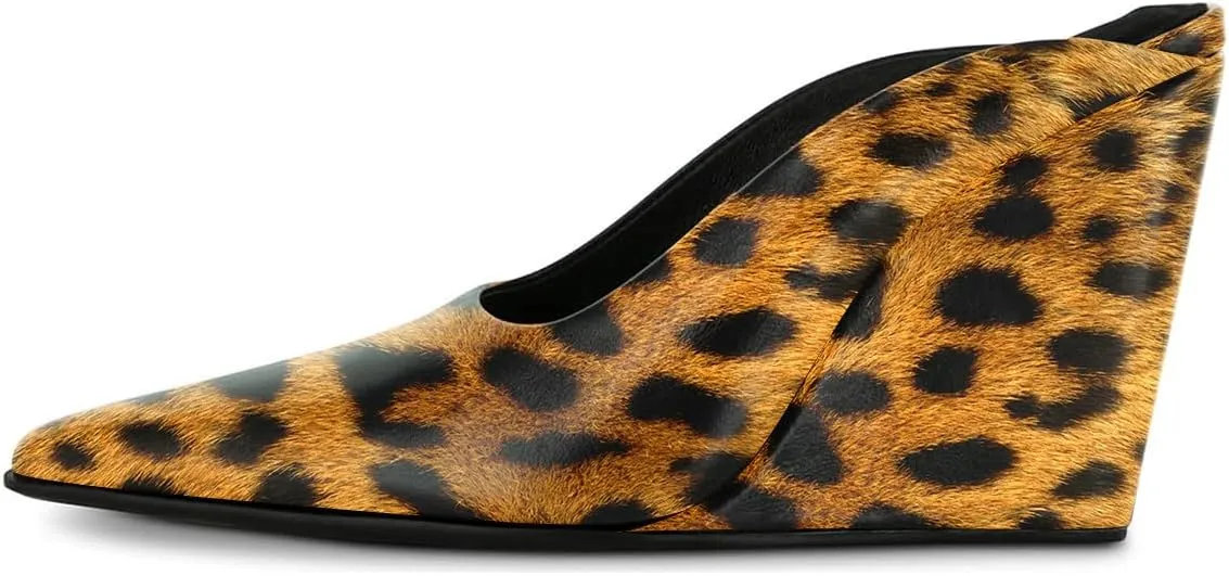 Women Chic Pointed Toe Wedge High Heel Mules Slip On Ladies Dressy Casual Summer Pump Shoes Size 4-16 US