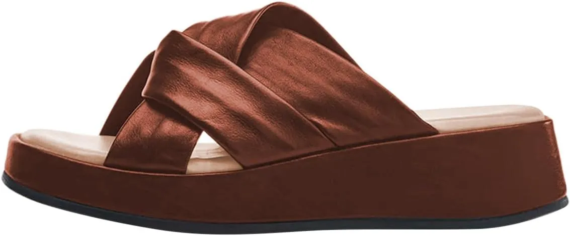 Women Classic Soft Insole Open Toe Platform Wedge Mules Slip on Casual Daily Indoor Outdoor Slide Sandals Size 4-16 US