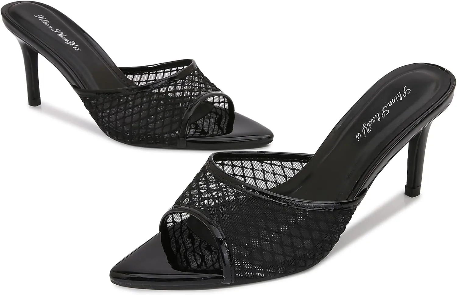 Women Clear Pointed Toe Sandals Stiletto Heels Transparent Strap High Heels Slip on Mules for Women