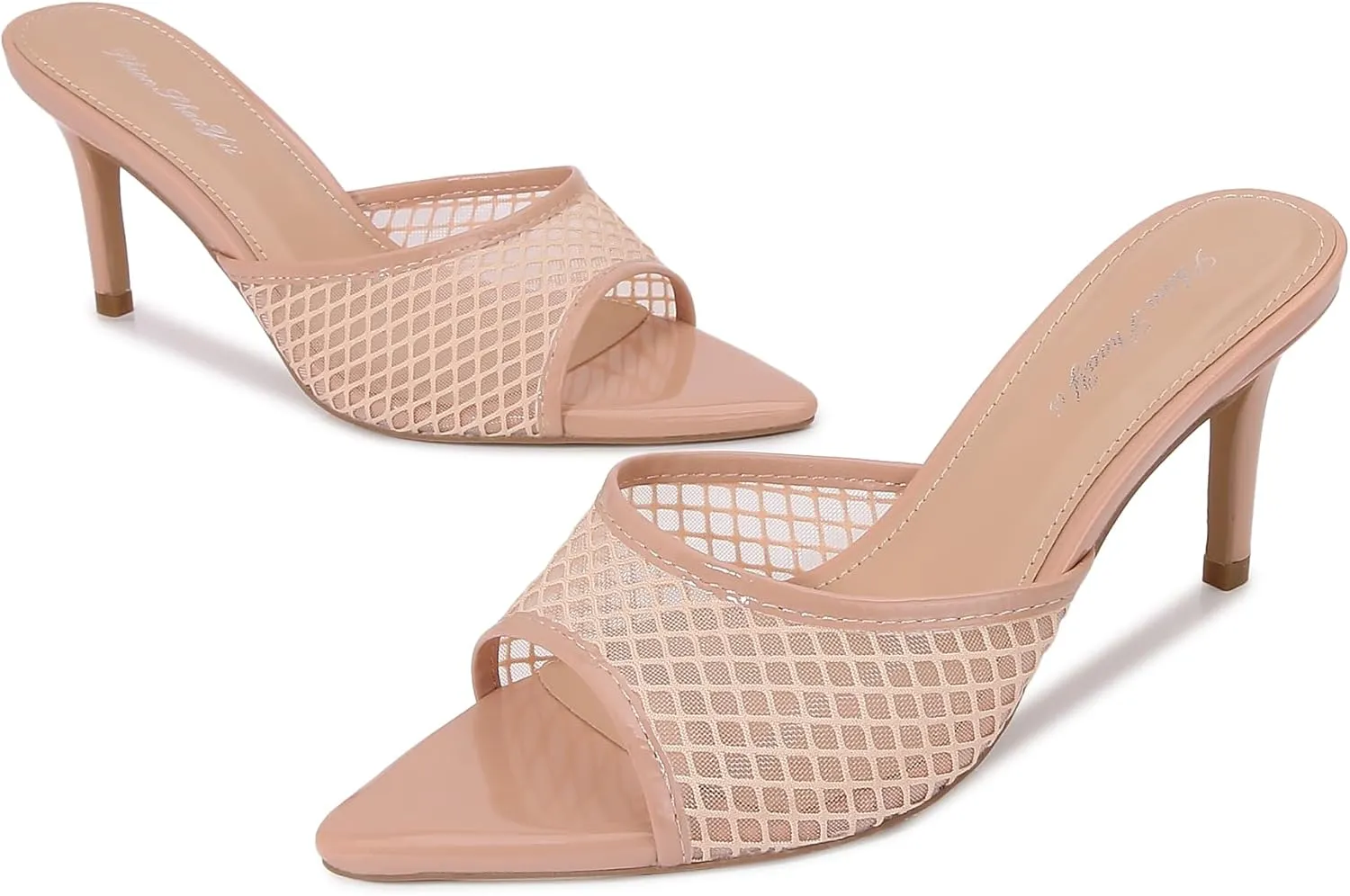 Women Clear Pointed Toe Sandals Stiletto Heels Transparent Strap High Heels Slip on Mules for Women