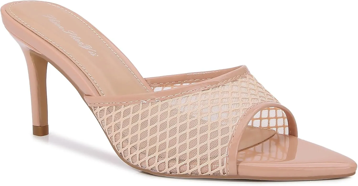 Women Clear Pointed Toe Sandals Stiletto Heels Transparent Strap High Heels Slip on Mules for Women