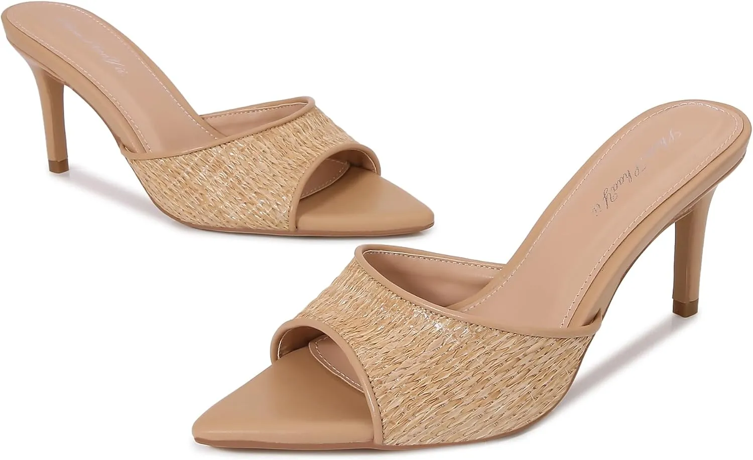 Women Clear Pointed Toe Sandals Stiletto Heels Transparent Strap High Heels Slip on Mules for Women