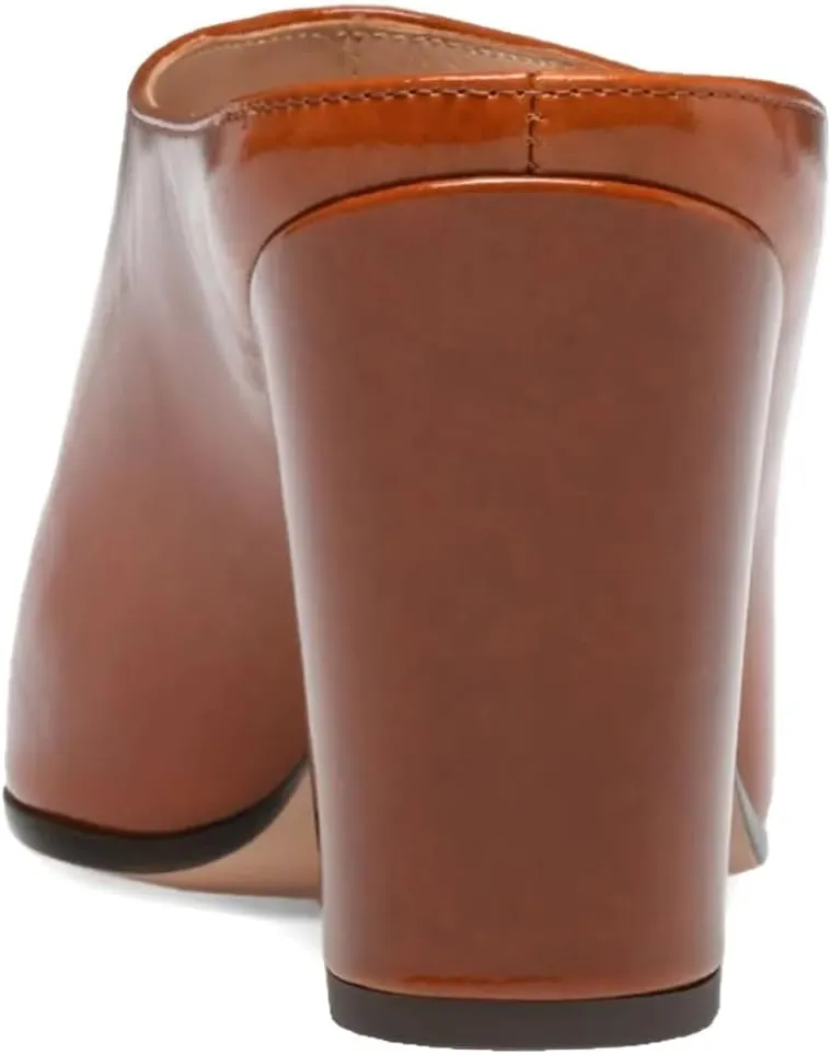 Women Closed Pointed Toe Chunky High Heel Mules Classic Slip on Sandals Comfy Casual Dress Slippers Size 4-16 US