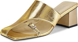 Women Heeled Mules Half-Toe Block Heel Sandals Comfortable Pumps