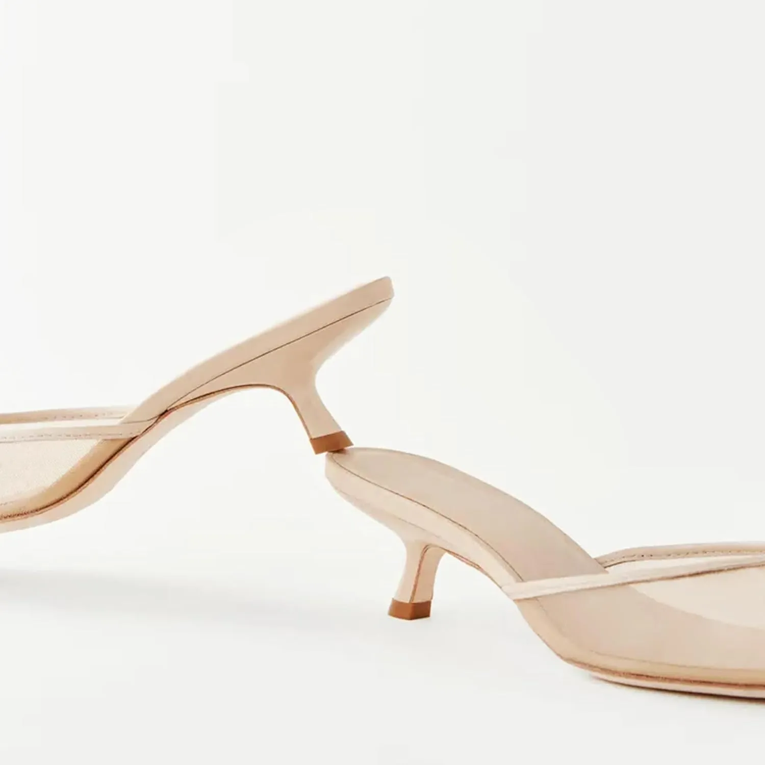 Women Kitten Heels Mules Closed Pointed Toe Slip on Backless Stiletto Slingback Heels Wedding Dress Pumps Shoes