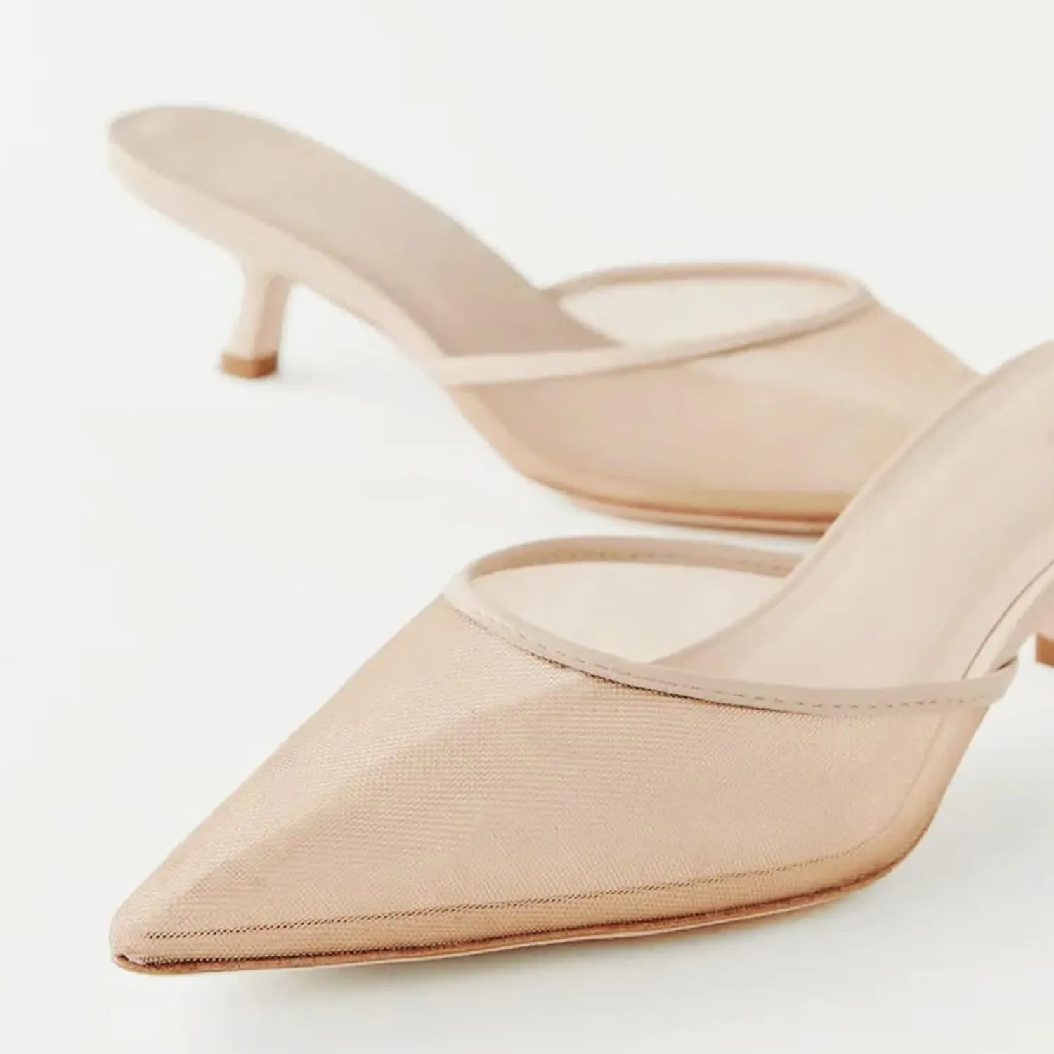 Women Kitten Heels Mules Closed Pointed Toe Slip on Backless Stiletto Slingback Heels Wedding Dress Pumps Shoes