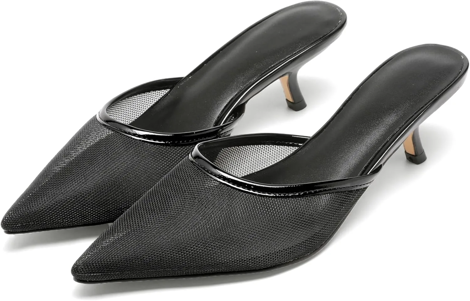 Women Kitten Heels Mules Closed Pointed Toe Slip on Backless Stiletto Slingback Heels Wedding Dress Pumps Shoes
