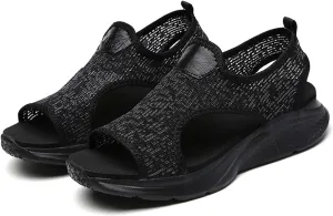 Women Orthopedic Wedges Slingback Sport Sandals Summer Mesh Breathable Fish Mouth Slip-ons Lightw Arch Support Open Toe Platform Sandals
