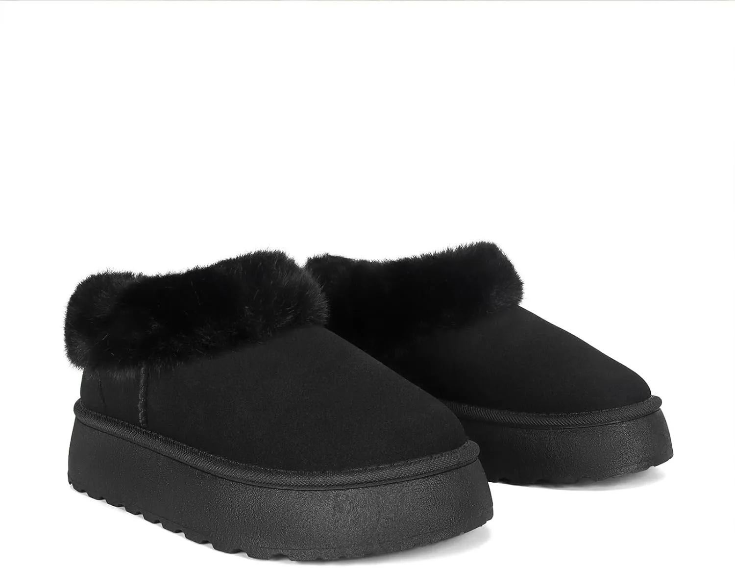 Women Platform Snow Boots Fuzzy Slippers Fluffy Mini Boots House Slippers Clogs Indoor Outdoor