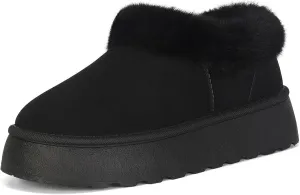 Women Platform Snow Boots Fuzzy Slippers Fluffy Mini Boots House Slippers Clogs Indoor Outdoor