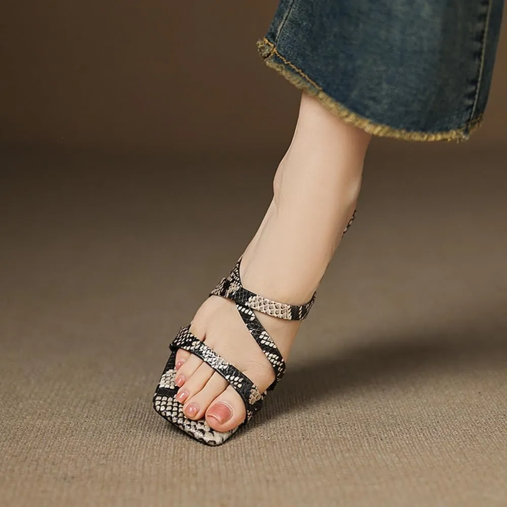 Women Sandals Peep Toe Mules Slip On High Heels Big Size Summer shoes for wedding Party Drees