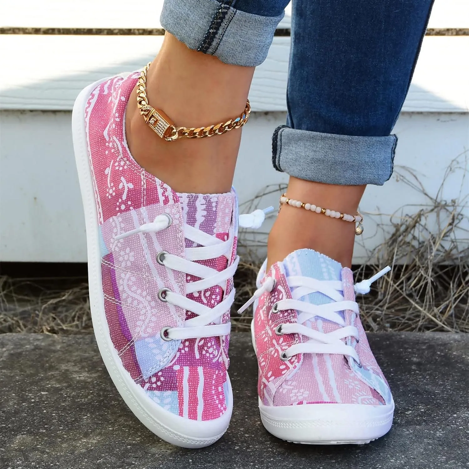 Women Shoes Non Positioning Printing Casual Comfortable Soft One Foot Casual Shoes Spark Shoes for Men Casual (Red, 7.5)