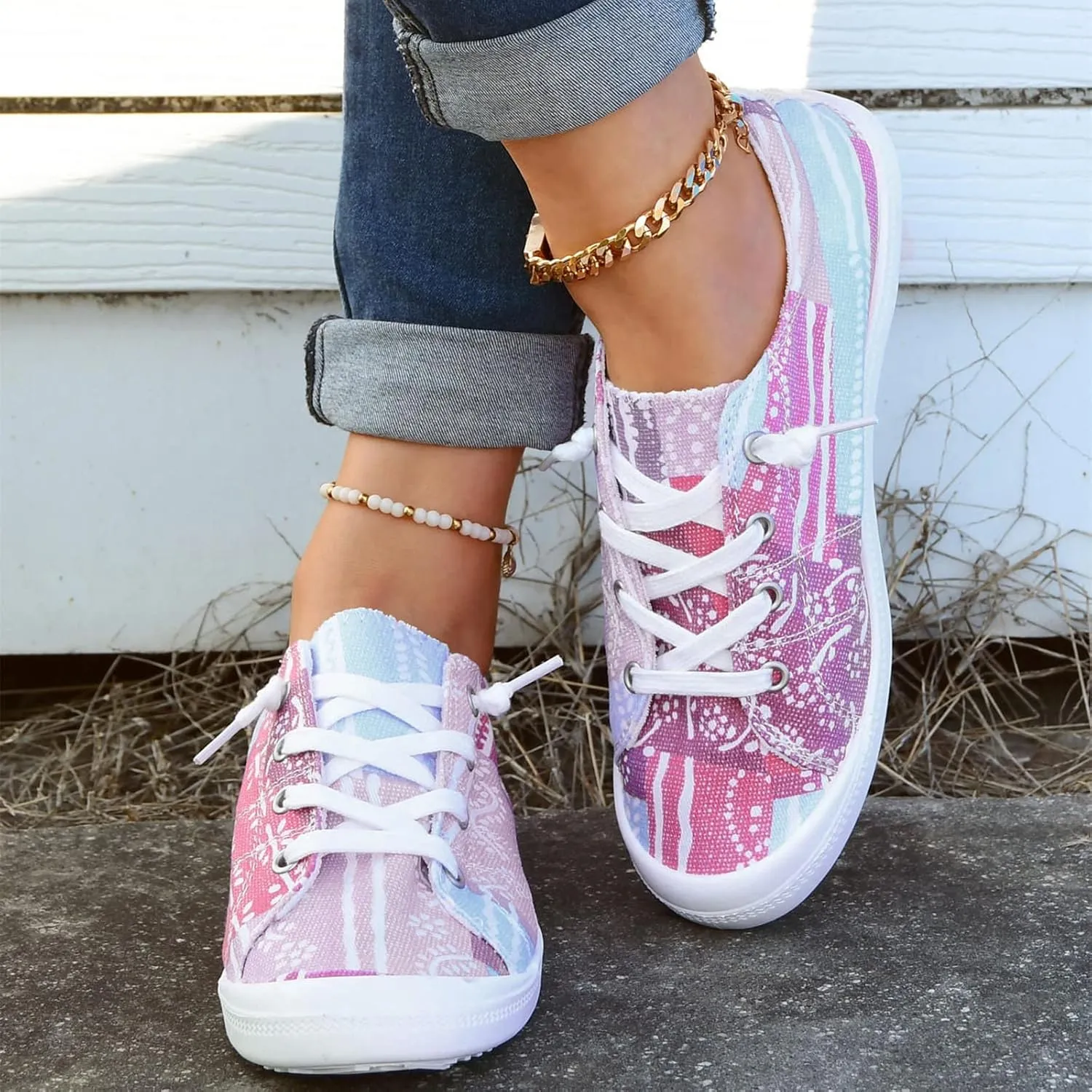 Women Shoes Non Positioning Printing Casual Comfortable Soft One Foot Casual Shoes Spark Shoes for Men Casual (Red, 7.5)