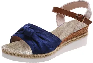 Women Suede Wedge Sandals Espadrille Wedges Ankle Strap Summer Open Toe Dressy Beach Sandals Wide Width Wedge Shoes