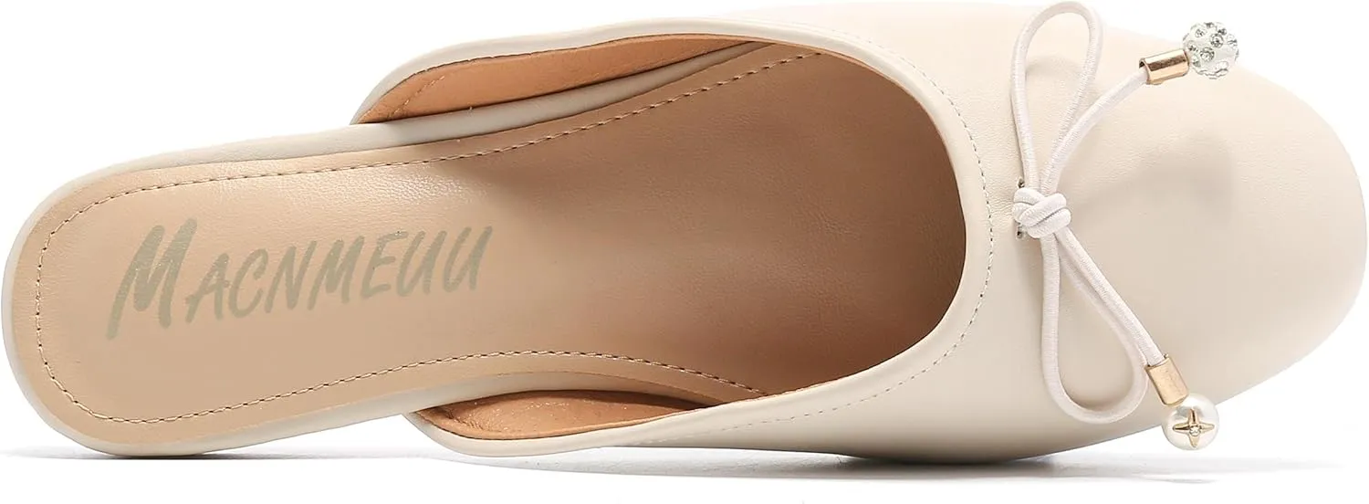 Women's Black Mules: Round Toe, Backless, Slides, Comfortable, Metal Buckle