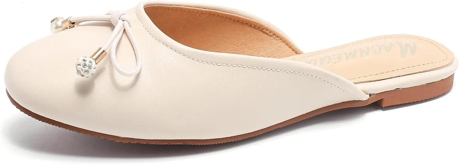 Women's Black Mules: Round Toe, Backless, Slides, Comfortable, Metal Buckle