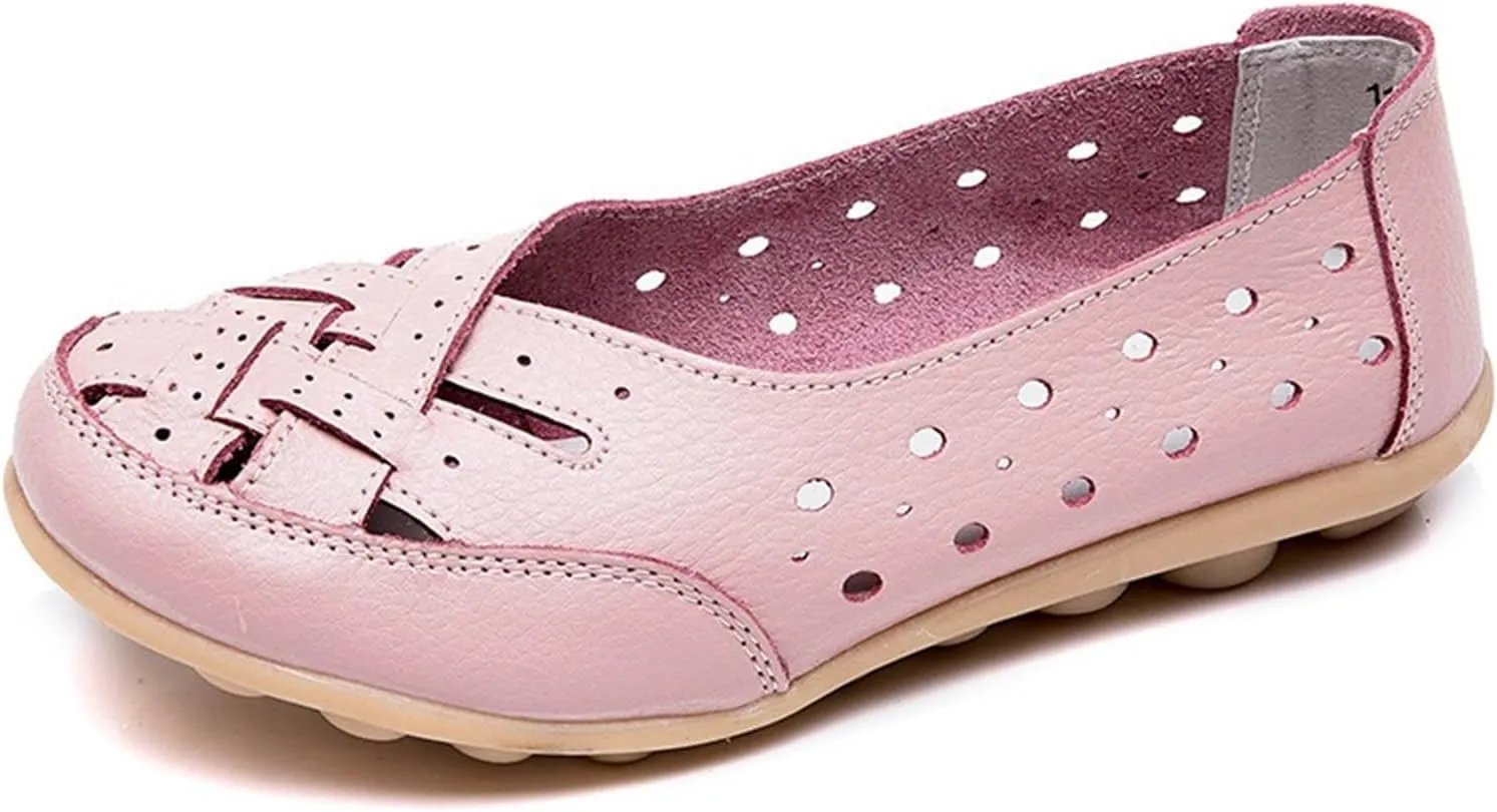 Women's Casual Loafers Cute Slip On Comfort Walking Flats Leather Driving Moccasins Fashion Closed Toe Boat Shoes