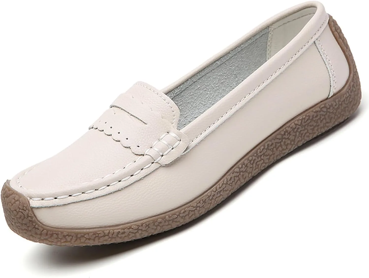 Women's Casual Soft Genuine Leather Flats Shoes Comfortable Penny Loafers Slip-Ons Softsole Driving Walking Moccasins Boat Shoes