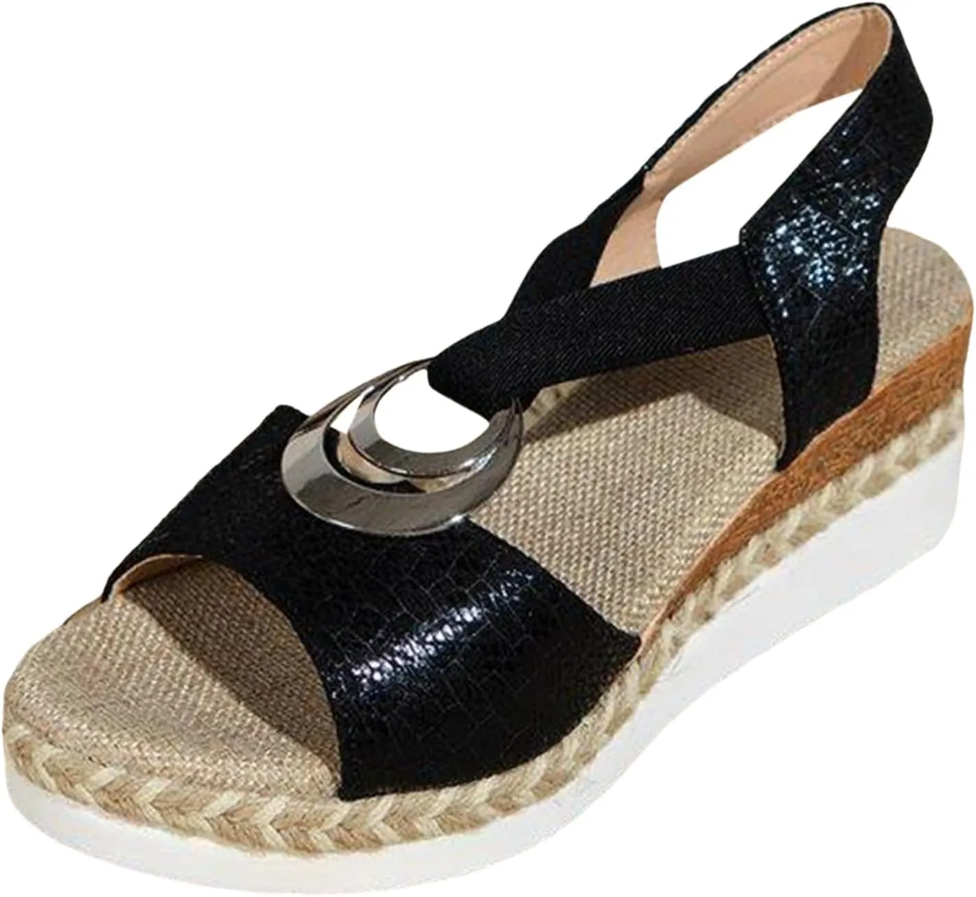 Women's Espadrilles Wedge Sandals Open Toe Ankle Strappy Vintage Lightweight Platform Sandals Heels Party Bridal Shoes Stylish Summer Dress Shoes