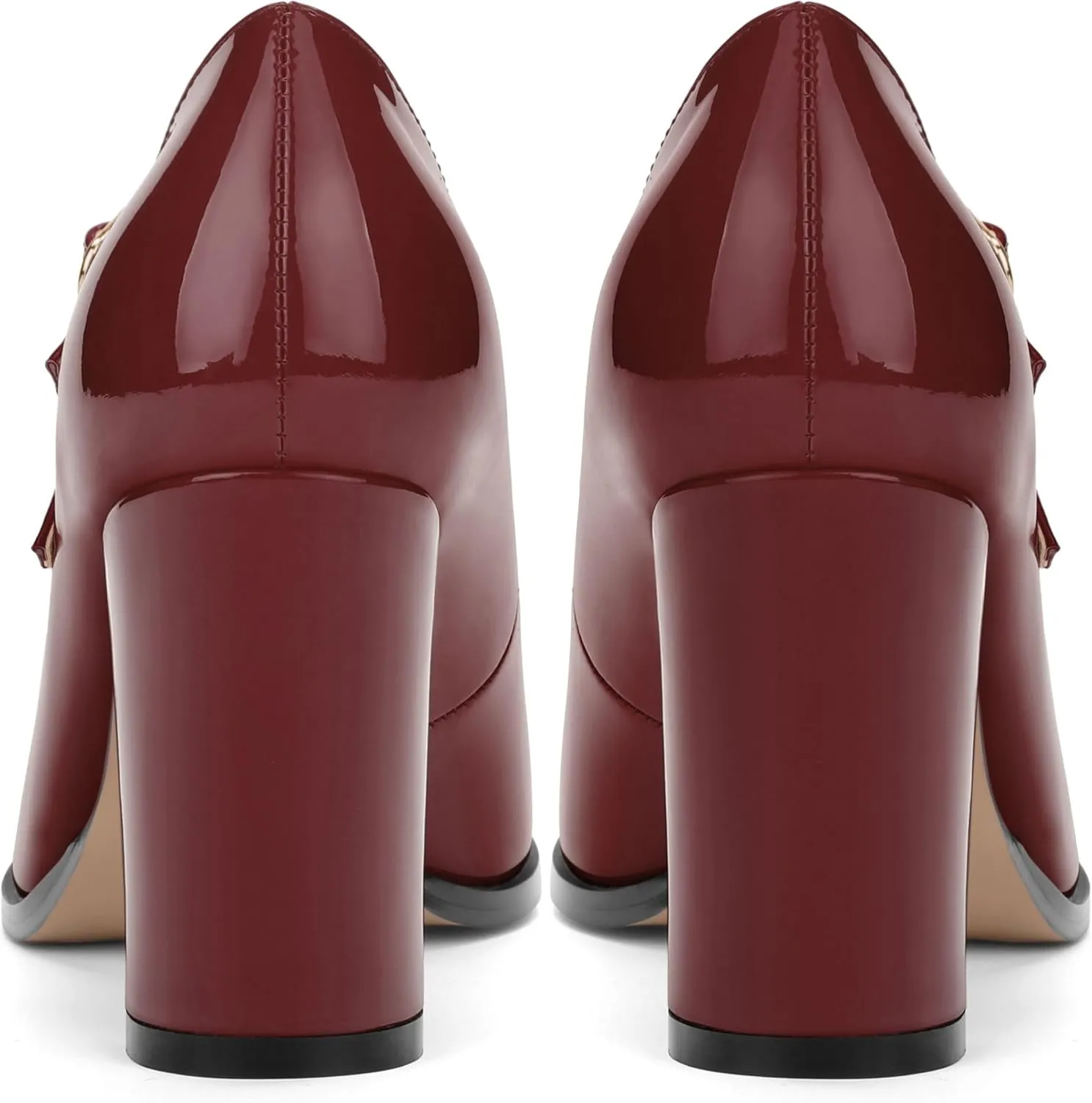 Women's High Heel Mary Jane Single Shoes, Chunky Heel Square Toe Pumps for Women, Closed Toe Work Party Dress Shoes