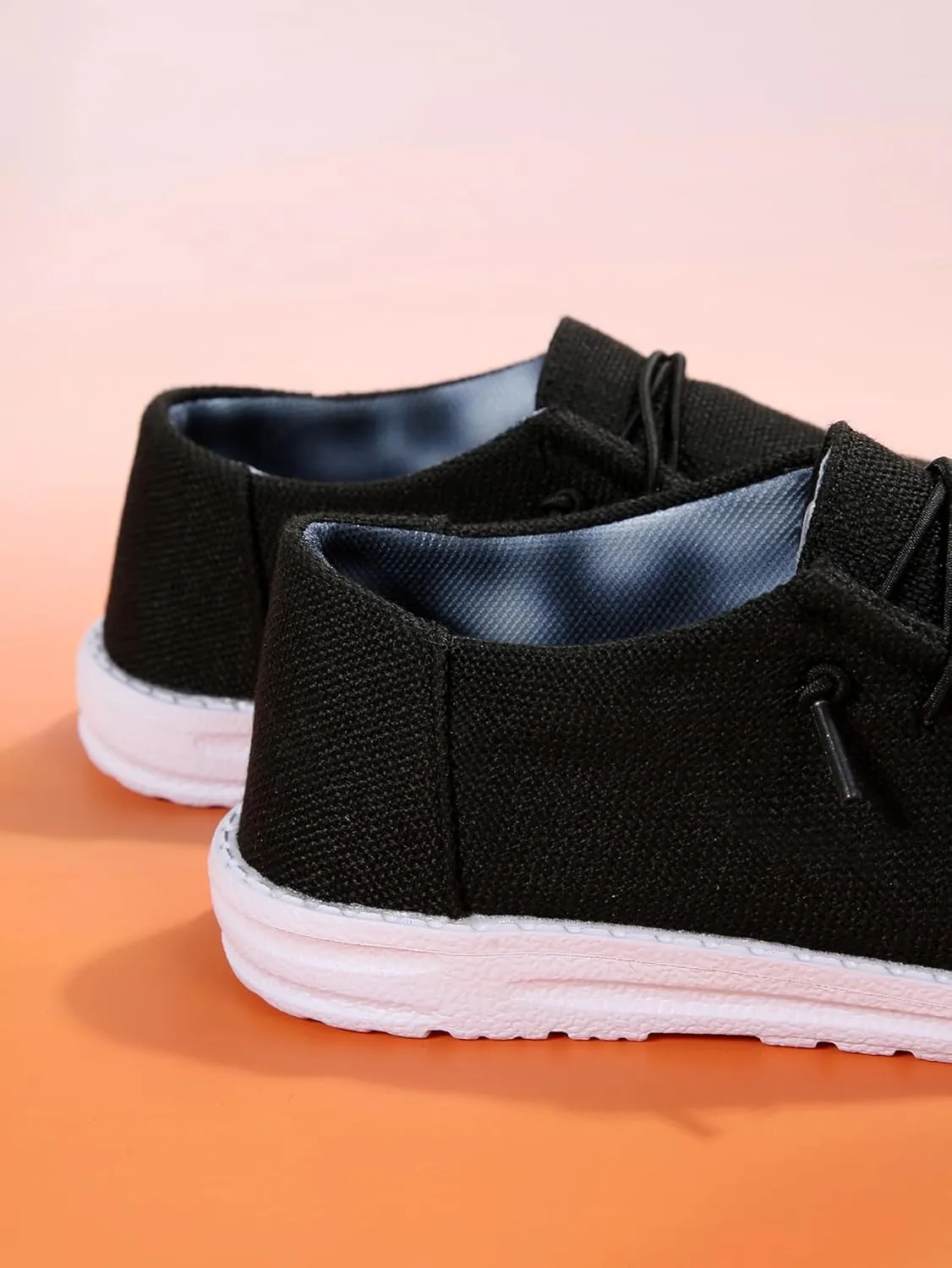 Womens Lace-Up Canvas Lightweight Boat Shoes Casual Comfortable Slip on Knit Loafers Outdoor Walking Low Top Wide Deck Shoes