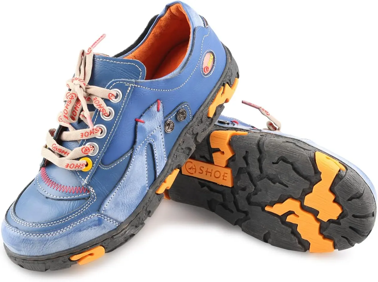 Women's Leather Patchwork Shoes Lace-Up Casual Shoes