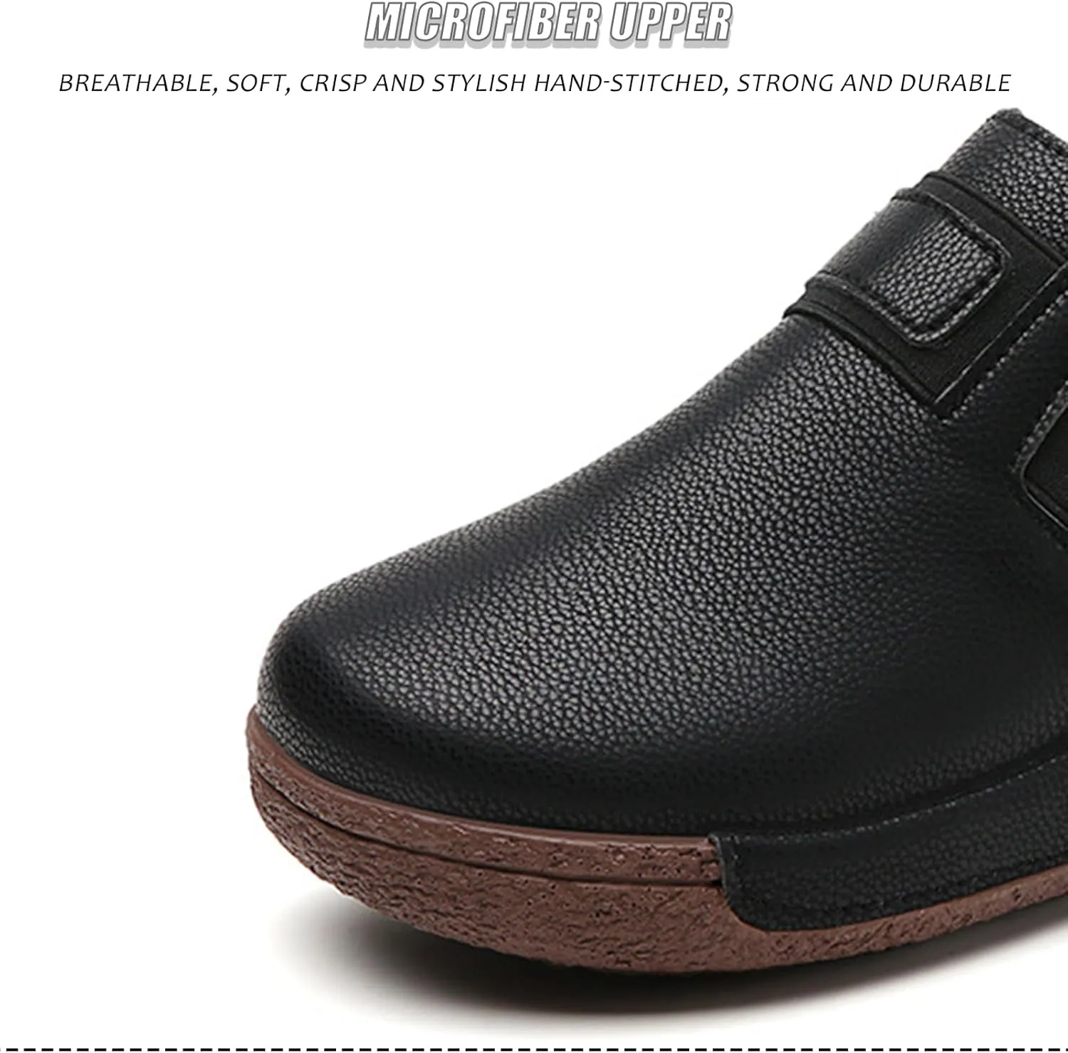Women's Leather Platform Slip-On Loafers Comfortable Casual Wedge Heel Non-Slip Walking Shoes Work Nurse Shoes