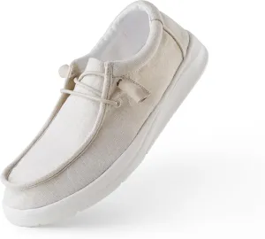 Women's Loafers Comfortable Slip On Shoes Lace-Up Sneakers Lightweight Arch Support Walking Non-Slip Canvas Casual Boat Shoes
