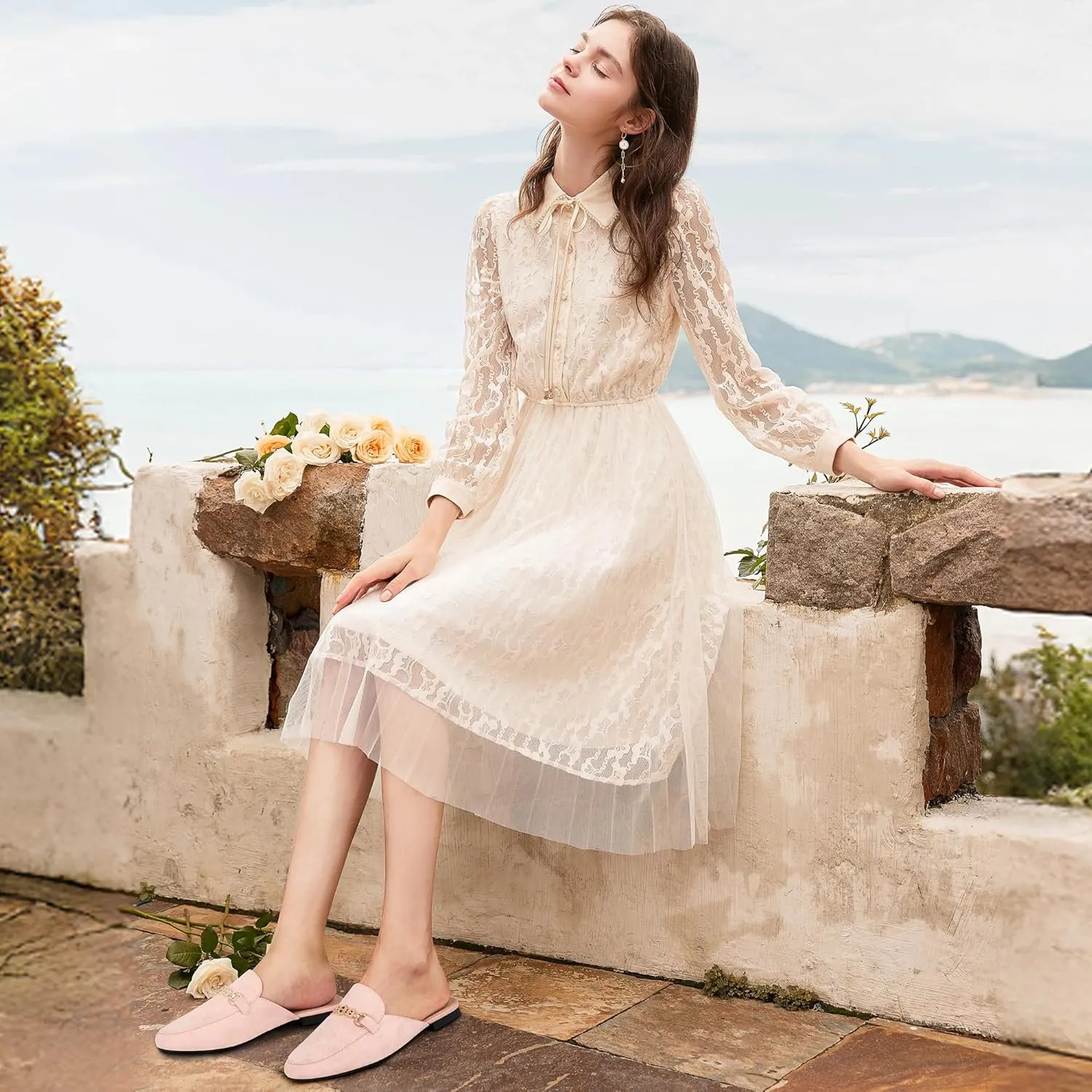 Womens Mules Buckle Flats: Classic Suede Slip On Shoes Dressy Closed Toe Backless Slides Loafers 2025