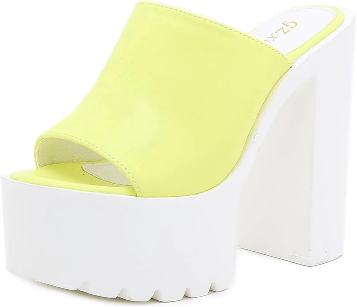 Women's Open Toe High Heel Platform Mules, Block Chunky Heel Slide, Slip on Summer Sandal Slipper