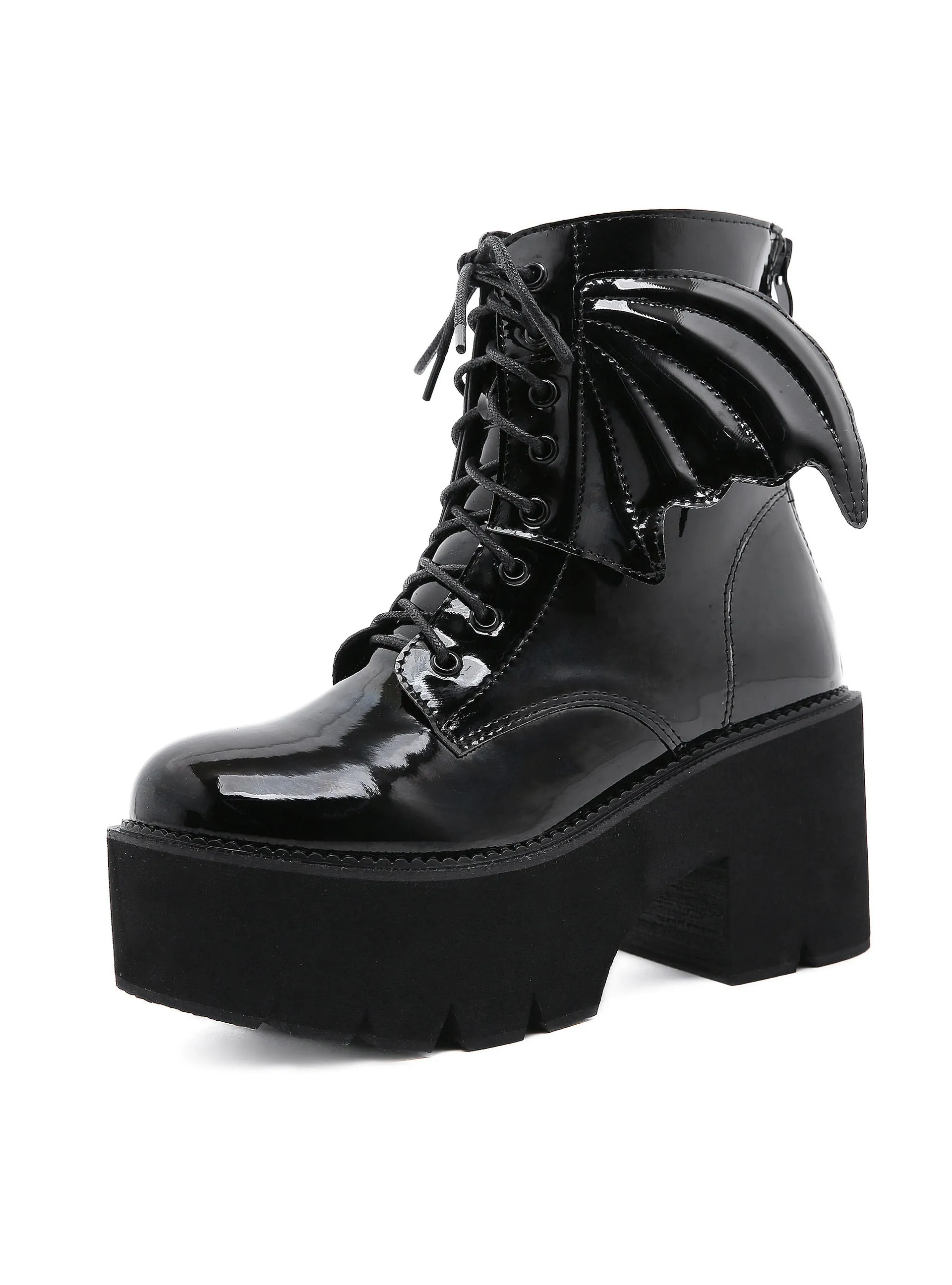 Women's Patent Leather Booties Thick Soles