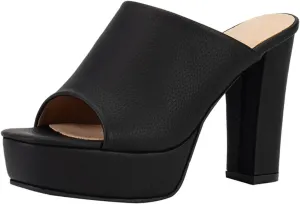 Womens Peep Toe Platform Chunky Heels Mules Fashion Comfy Heeled Sandals Slip On Slides Dress Party Beach Pumps Shoes