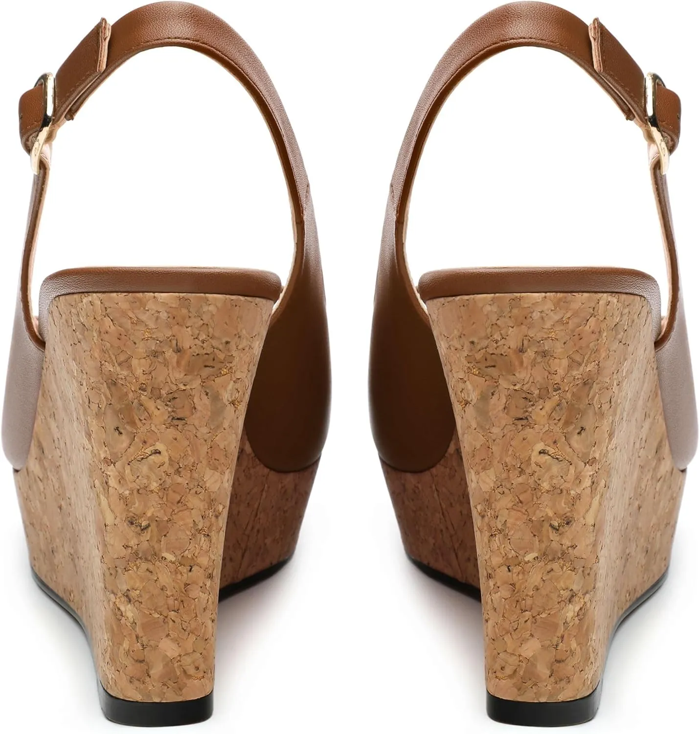 Womens Peep Toe Wedge Heels Matte Fashion Cork Slingback Pumps Platform Wedge Sandals 3.94 Inches