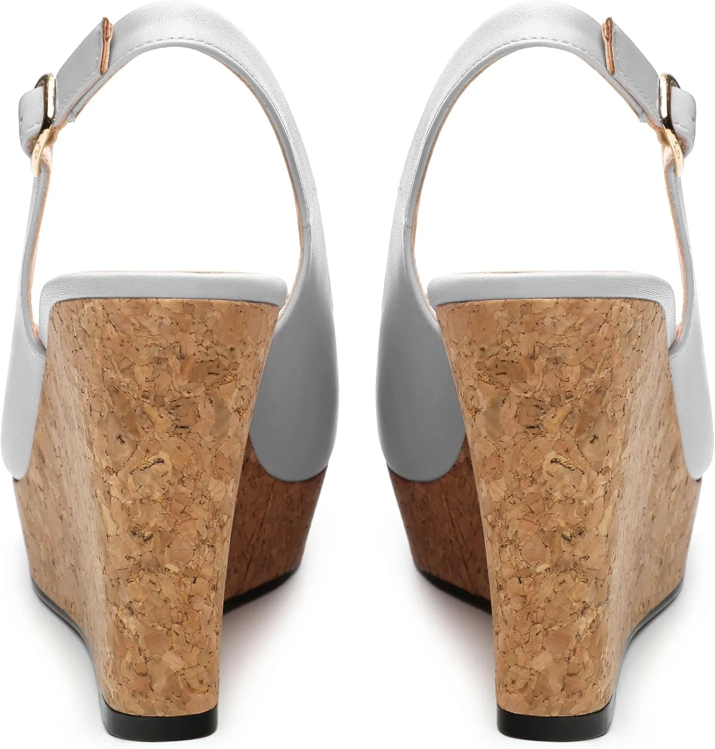 Womens Peep Toe Wedge Heels Matte Fashion Cork Slingback Pumps Platform Wedge Sandals 3.94 Inches