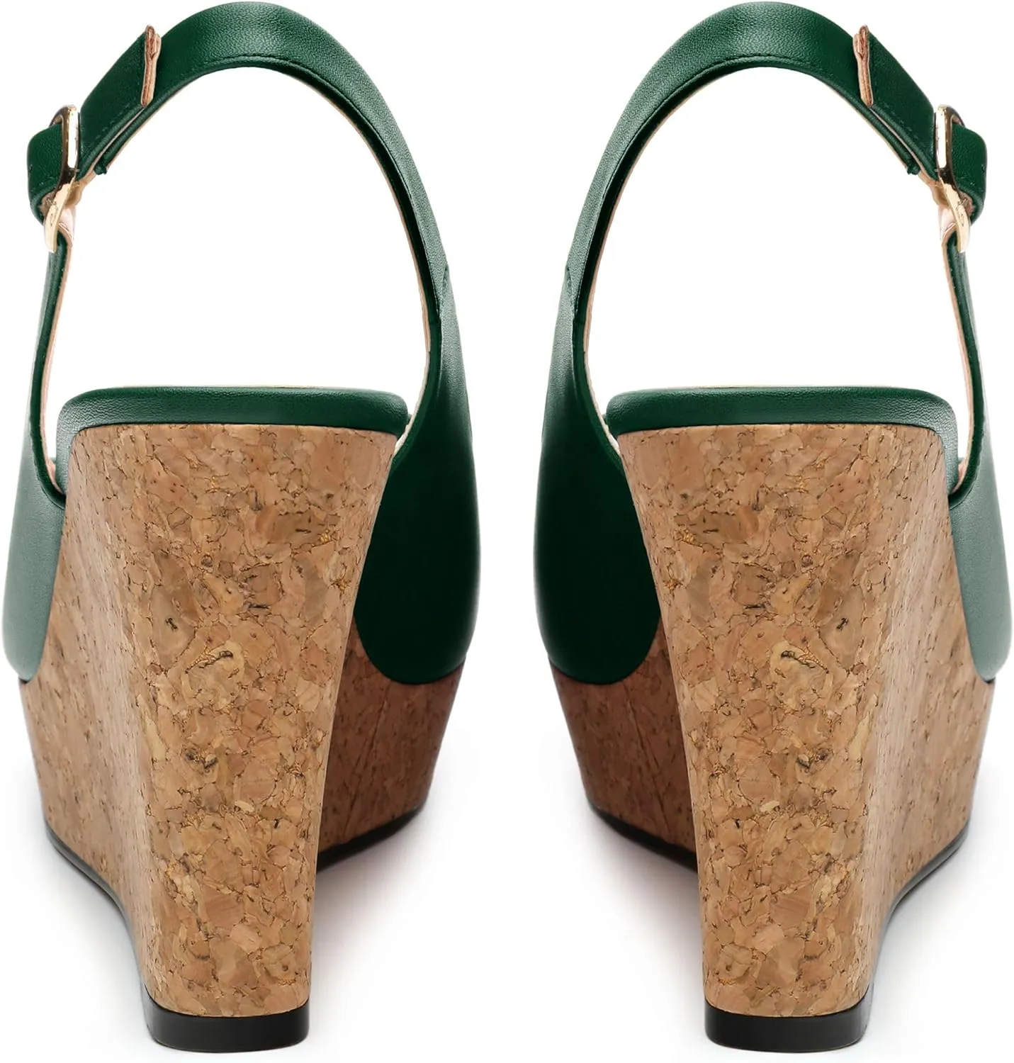Womens Peep Toe Wedge Heels Matte Fashion Cork Slingback Pumps Platform Wedge Sandals 3.94 Inches
