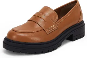Womens Platform Loafers Lug Sole Chunky Heel Non Slip Faux Leather Casual Comfortable Round Toe Goth Oxford Shoes
