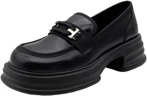 Womens Platform Loafers Patent Leather Slip On Lug Sole Loafers Chunky Heel Comfortable Penny Casual Work Shoes