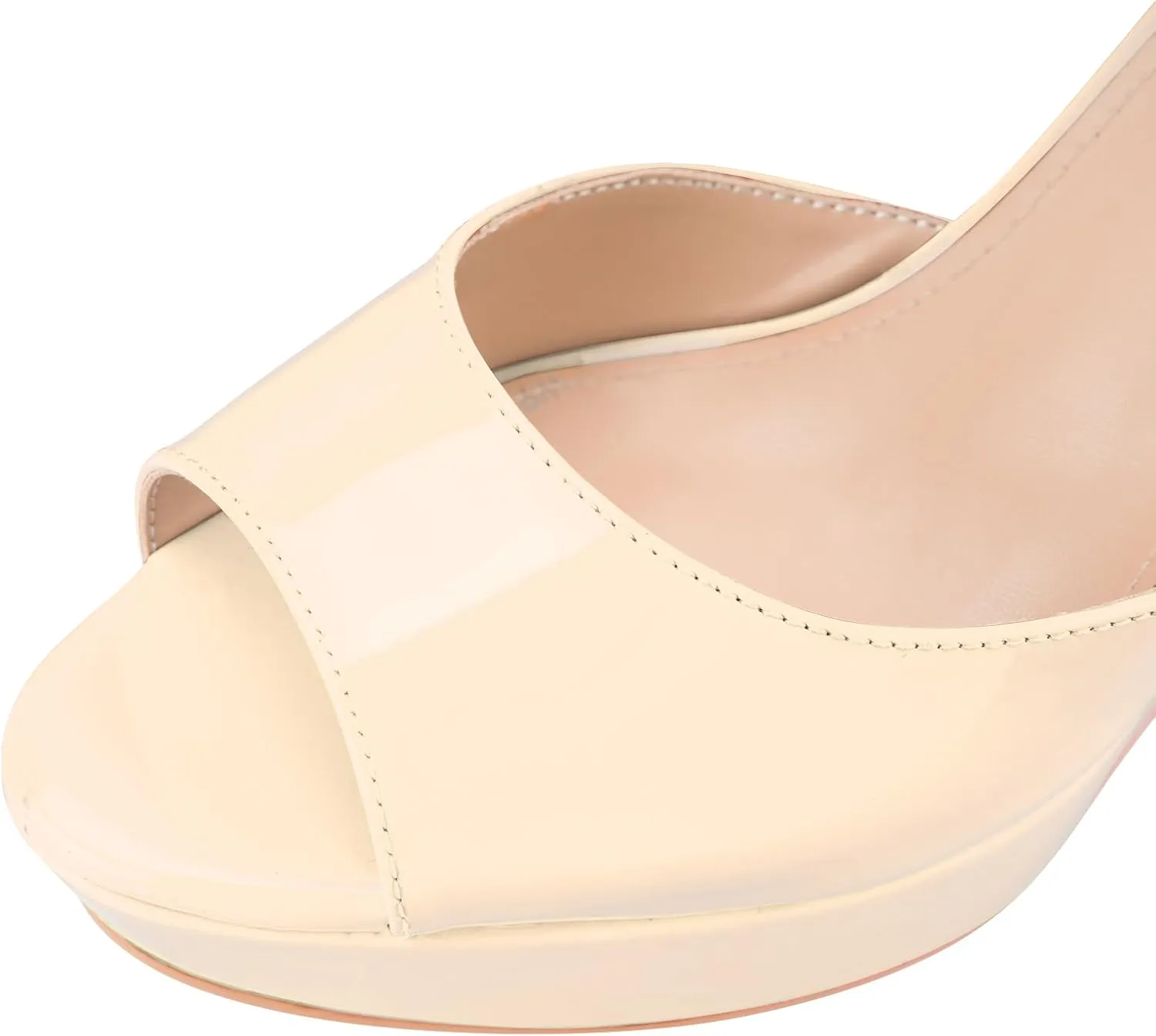 Women's Platform Wedge Sandals Round Peep Open Toe Ankle Strap Buckle Slingback High Heel Dress Shoes Patent Leather Heels