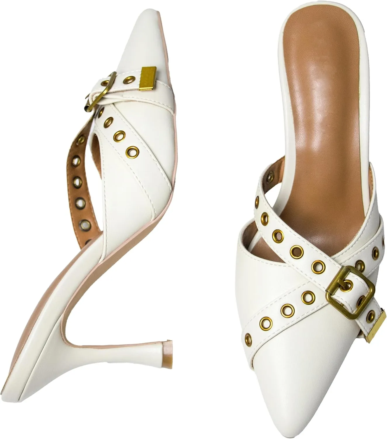 Women's Pointed Toe Heels Kitten Heels Dressy Bow Heels Mules Studded Heels Slip on Stiletto Heels Pumps