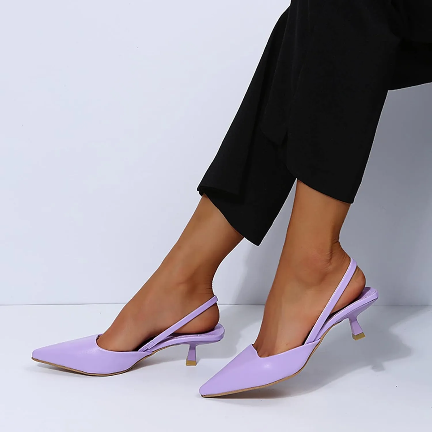 Women's Pumps Slingback Pointed Toe Heels Bride Dresses Wedding Shoes Closed Toe Low Heel Elegant Comfortable Sexy Wedding Party Dress Pump Shoes