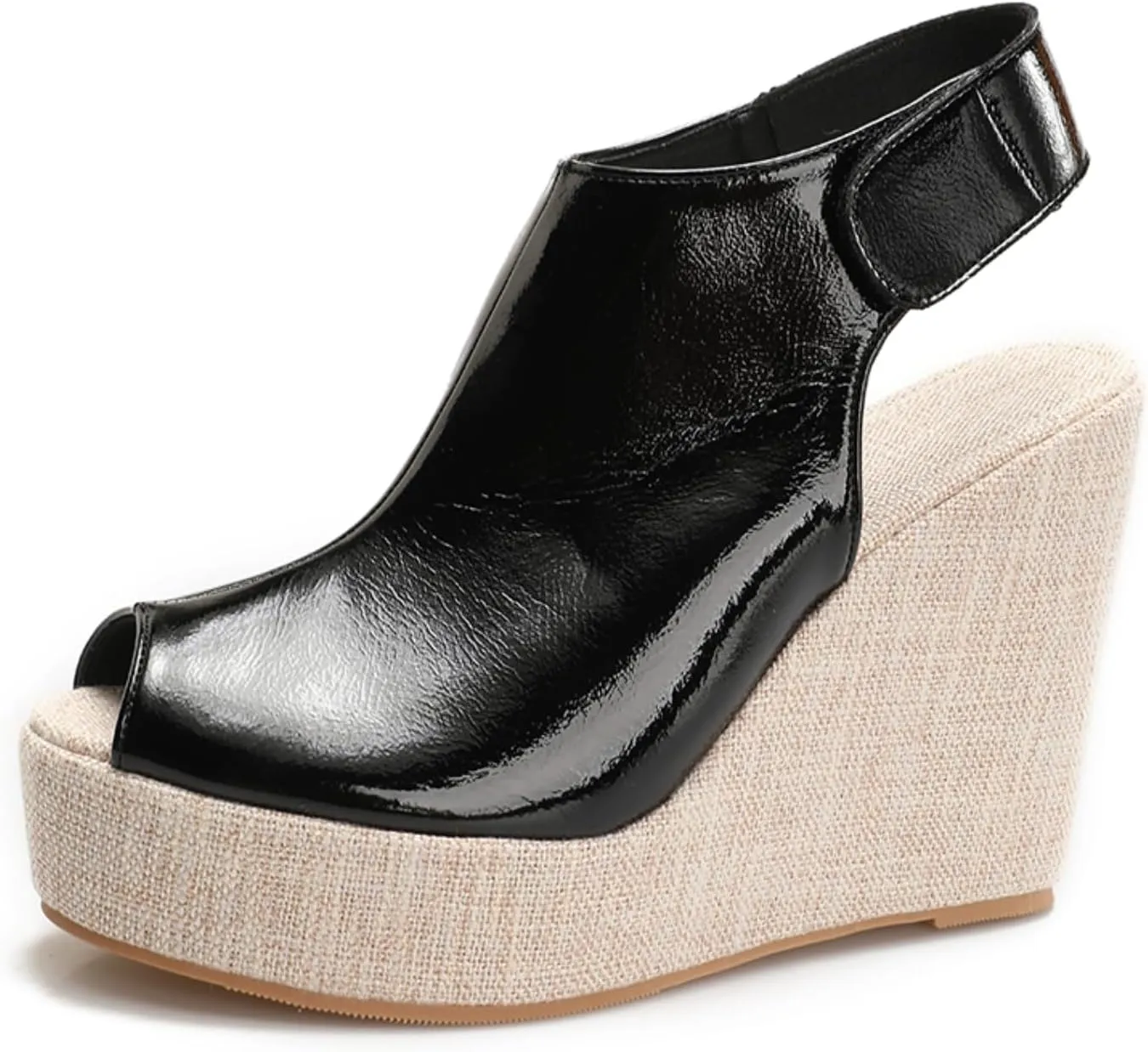 Women's Round Peep Toe Platform Wedge Sandals Espadrille 4.5 Inch High Heel Ankle Strap Slingback Wedges Shoes for Women Comfy Dress Summer Sandals Casual Beach