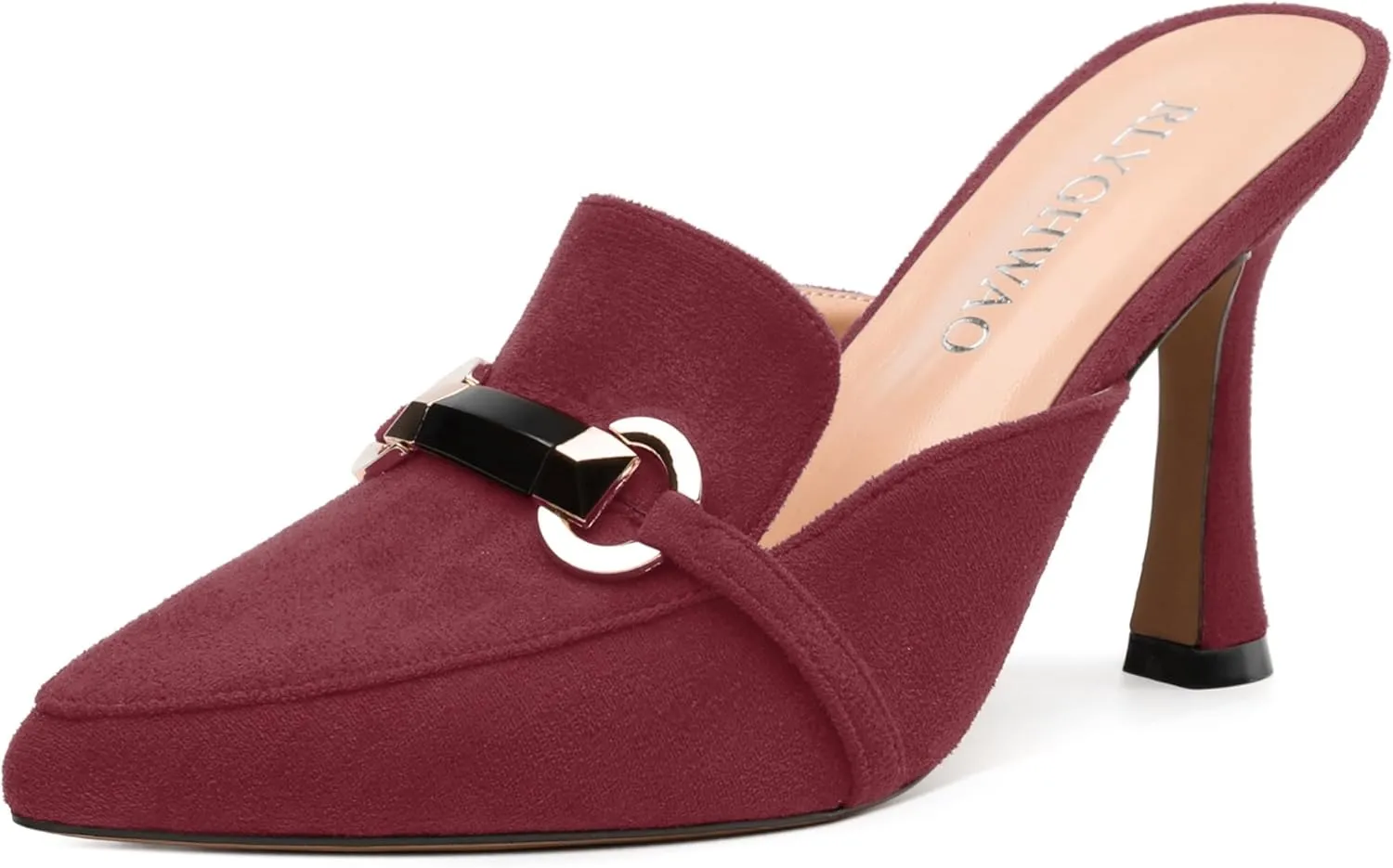 Women's Sandals, Pointed Closed Toe High Heels, Chains Buckle Fashion Mules for Wedding Party Working