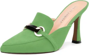 Women's Sandals, Pointed Closed Toe High Heels, Chains Buckle Fashion Mules for Wedding Party Working